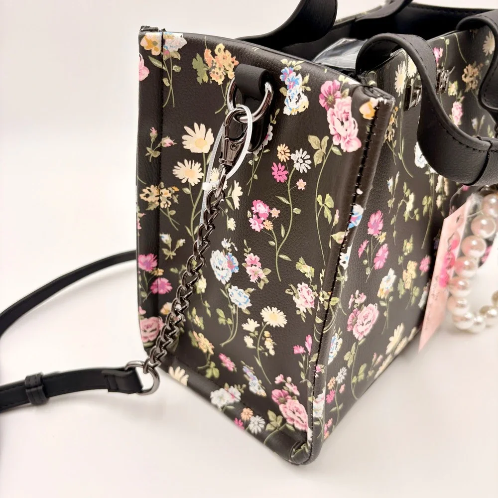 Luv Betsey by Betsey Johnson LBZION Black Floral‎ Satchel Crossbody Bag  NEW
